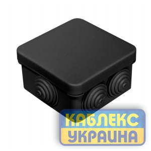 Коробка розподільча герметична зовнішня квадратна 100х100x50 мм, чорна (34шт)