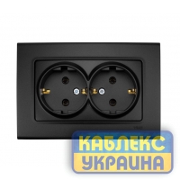 Розетка 2-на з заземленням прихована Linnera Чорна Ніч