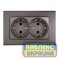 Розетка 2 скр із заземленням Linnera (Антрацит)