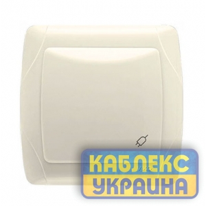 Розетка з заземленням, з шторками та кришкою Кармен крем