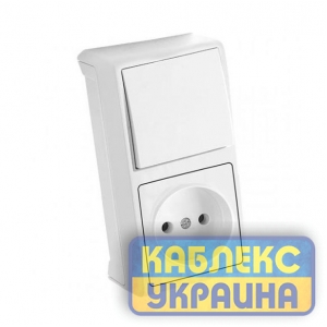 Вертикальний блок: вимикач + розетка ВЕРА