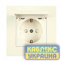 Розетка з заземленням з кришкою Карре крем