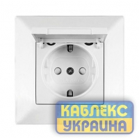 Розетка з заземленням, з шторками і кришкою Мерідіан