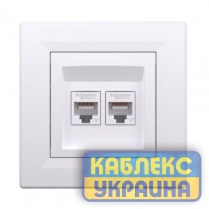 Розетка комп&rsquo;ютерна подвійна Cat.6e Asfora білий (10 шт.)