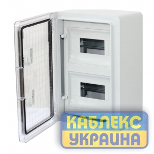 Корпус пластиковий (2x12) 24 модулі, матові-прозорі двері  Розмір 300*400*170  IP65 FAR