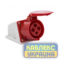 Силовий роз'єм настінна розетка 32 А 4 штирька  (10 шт) серія STANDART