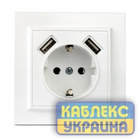 Розетка 1-а з з/к + 2*USB Milana GISelt (10/200 шт.)