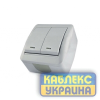Вимикач 2-й зовнішній з підсвічуванням IP-44 (10/120), Viktori GISelt