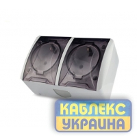 Розетка + розетка зовнішня з кришкою, c з/к IP-44 (5/60), Viktori GISelt