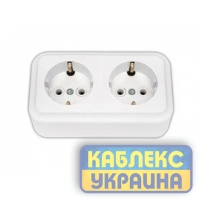 Розетка 2-а зовнішня з з/к, IP 20 (8/96шт.), Premiera GISelt