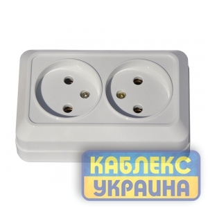 Розетка 2-а зовнішня без з/к (кераміка) GISelt Aurora (10/200 шт.)