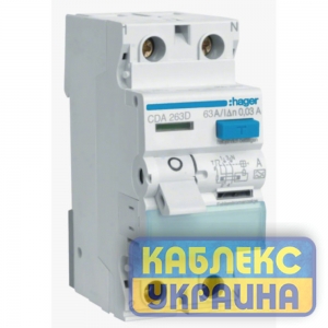 УЗО 2х63 А, 30mA, А, 2м Hager 6kA