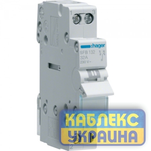 Переключатель I-0-II с общ.выходом снизу, 1 пол., 32А/230В, 1м Hager
