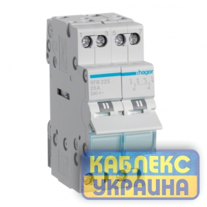 Переключатель I-0-II с общ.выходом снизу, 2 пол., 25А/230В, 2м Hager