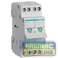 Переключатель I-0-II с общ.выходом сверху, 2 пол., 25А/230В, 2м Hager