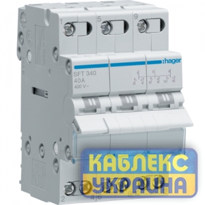 Переключатель I-0-II с общ.выходом сверху, 3 пол., 40А/400В, 3м Hager