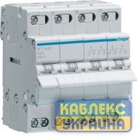 Переключатель I-0-II с общ.выходом сверху, 4 пол., 40А/400В, 3м Hager