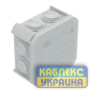 Коробка розподільча Т-40 з каб. вводами, 90х90х52, ІР55, ультрафіолетостійкий, ударостійкий (80 шт)