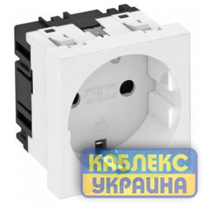 Розетка modul 45 з заземл. та шторками 250V~, 16A, 0˚ / біла