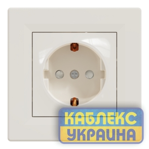 Розетка із заземленням та захисними шторками Asfora крем (10 шт.)