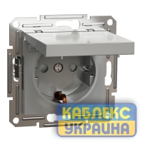 Розетка із заземленням із кришкою Asfora Алюміній