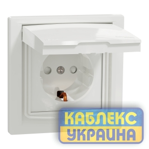 Розетка із з/к із захисними шторками Asfora білий IP44 (10 шт.)