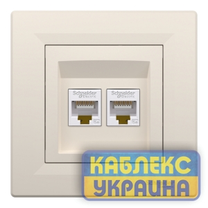Розетка комп'ютерна подвійна Asfora крем (10 шт.)