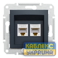 Розетка комп’ютерна подвійна Asfora Антрацит