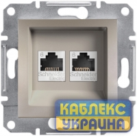 Розетка комп’ютерна подвійна cat.6e Asfora Бронза