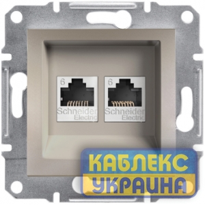 Розетка комп’ютерна подвійна cat.6e Asfora Бронза