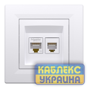 Розетка комп'ютер + телефон Asfora білий