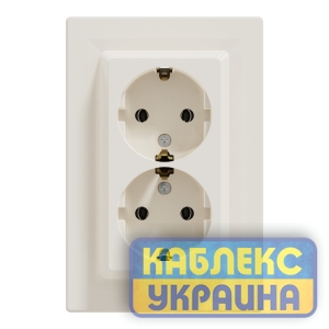 Розетка подвійна із заземленням Asfora крем (10 шт.)