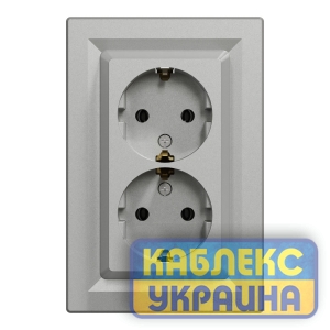 Розетка 2-га із заземленням Asfora Алюміній