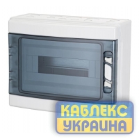 Щит навісний ROCA 1x12 (12 мод.), IP65, проз. двері, з N і PE шинами