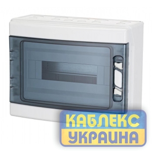 Щит навісний ROCA 1x12 (12 мод.), IP65, проз. двері, з N і PE шинами