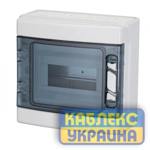 Щит навісний ROCA  1x8 (8 мод.), IP65, проз. двері, з N і PE шинами