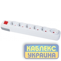 Колодка 6 ГН  із заземленням, з вимикачем,з захисними шторками FAR LARA (15/90 шт)
