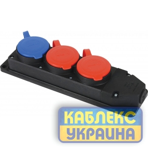 Колодка 3 ГН каучукова  FAR з двома трифазними 3*25 та однією однофазною розеткою 1*16 (6/36шт)
