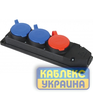 Колодка 3 ГН каучукова  FAR з однією трифазною 3*25 та двома однофазними розетками 1*16 (6/36 шт)