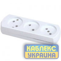 Колодка 3 ГН із заземленням, з вимикачем, з захисними шторками FAR LARA (20/120 шт)