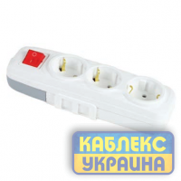 Колодка 3 ГН із заземленням, з вимикачем FAR LARA (20/120 шт)